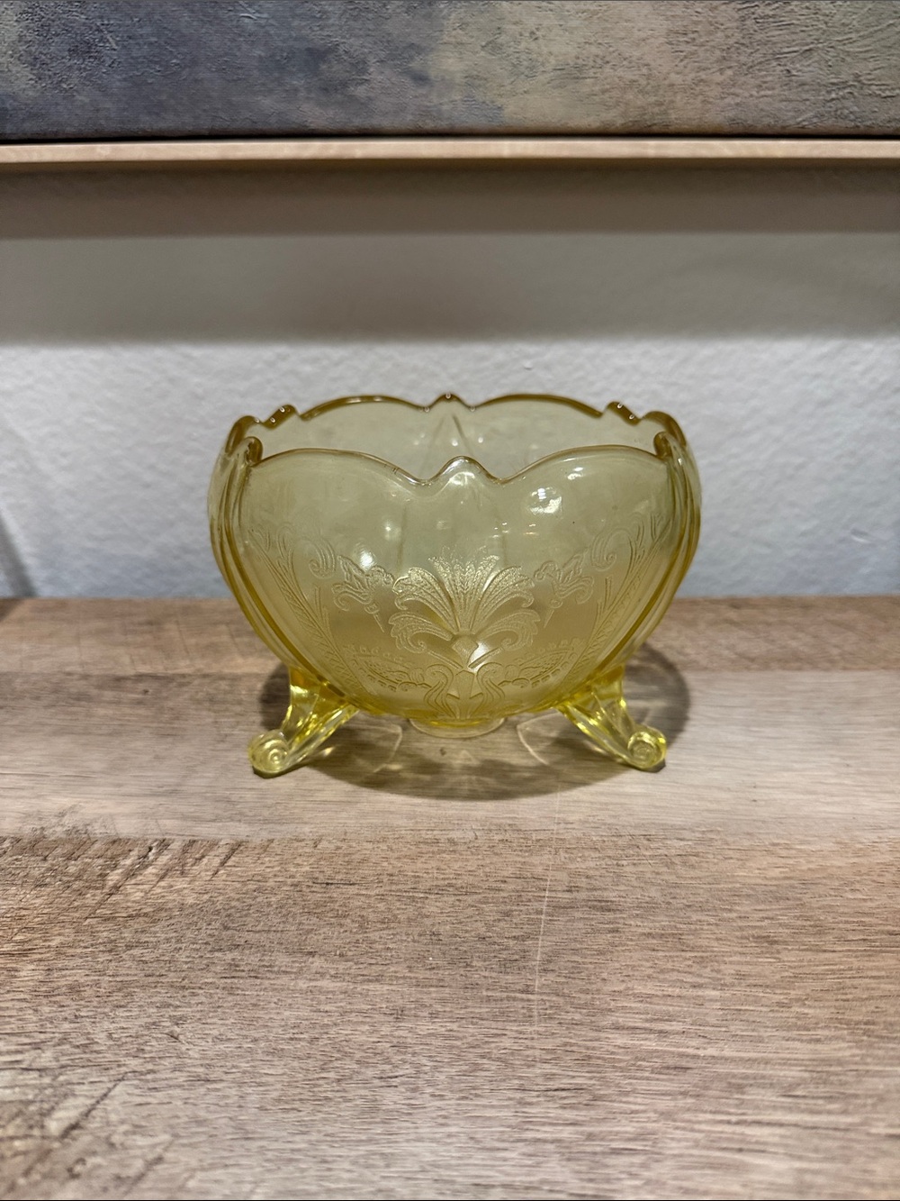 Decorative Yellow Glass Bowl - resembles a Lancaster Glass Landrum Bowl